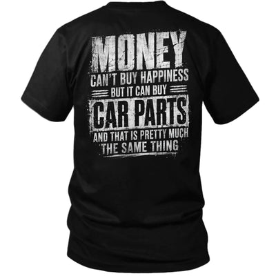 Money Can Buy Car Parts — Funny Mechanic Back Print Tee