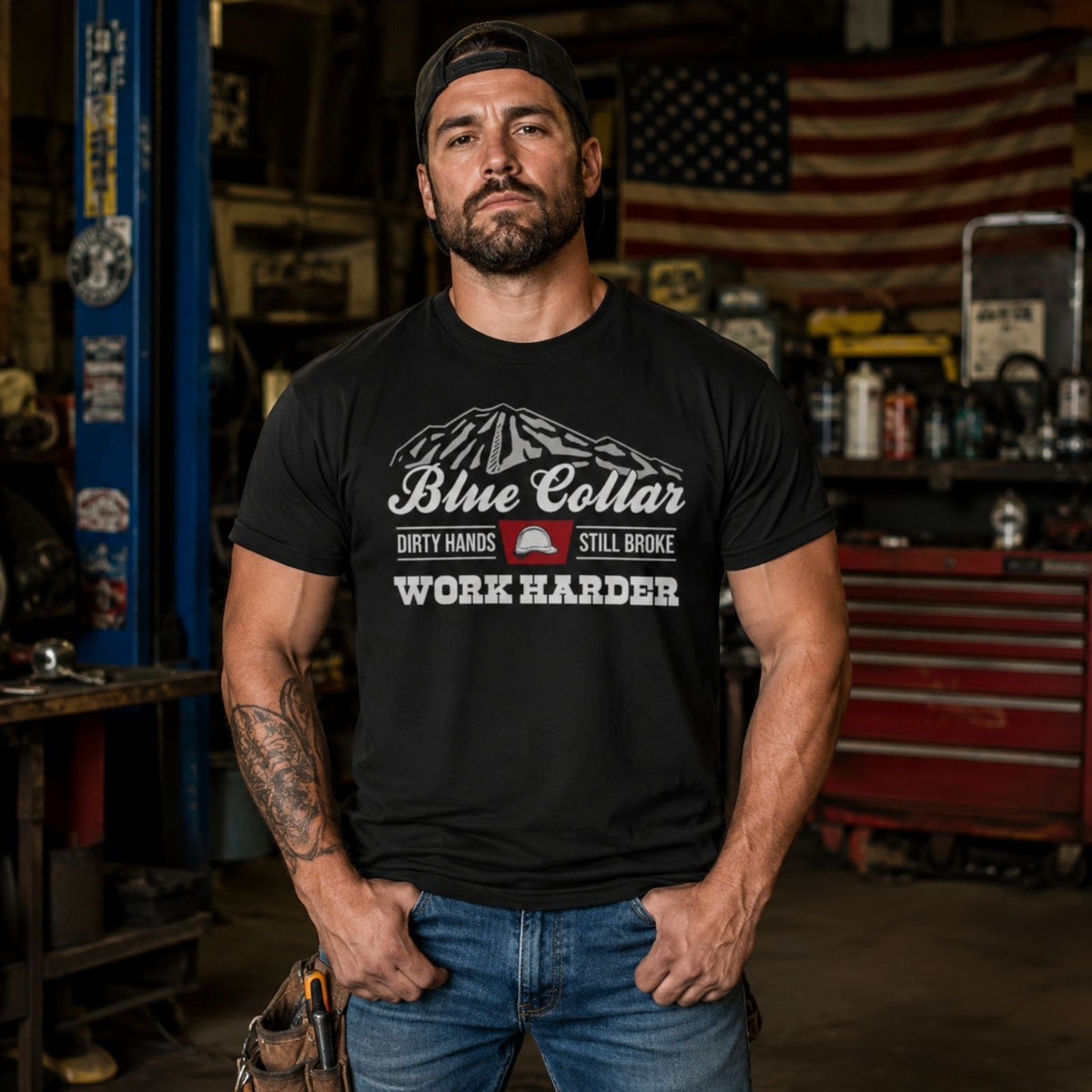 Blue Collar Dirty Hands Still Broke Work Harder T-Shirt