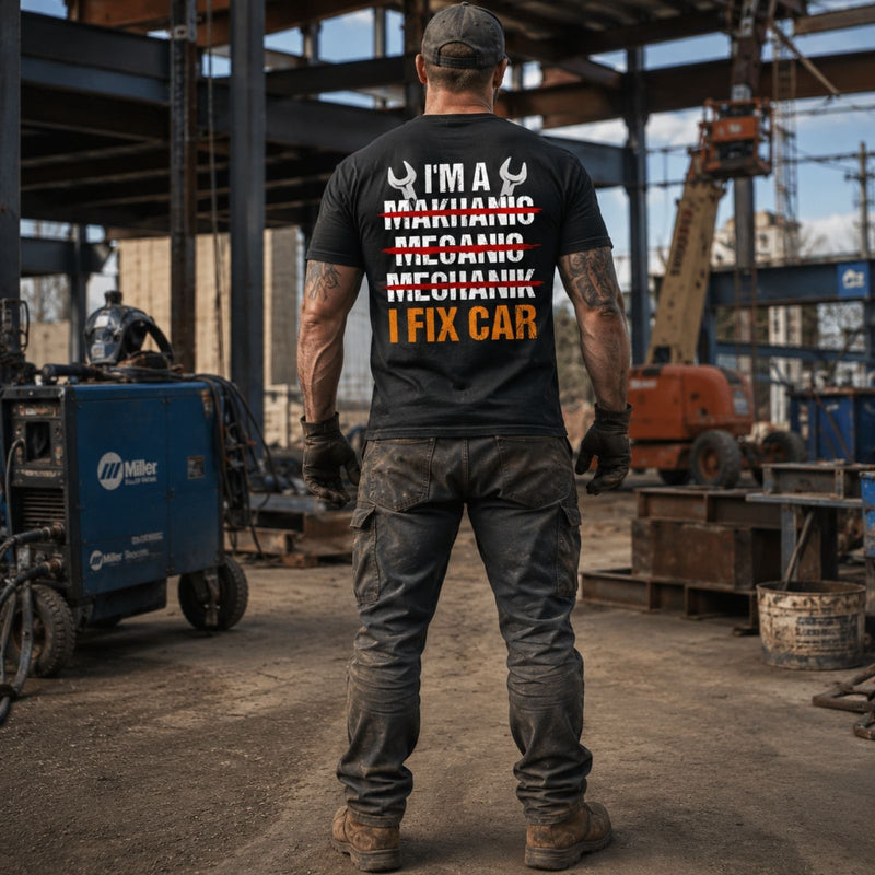 I Fix Car T-Shirt – Funny Mechanic Back Print Tee