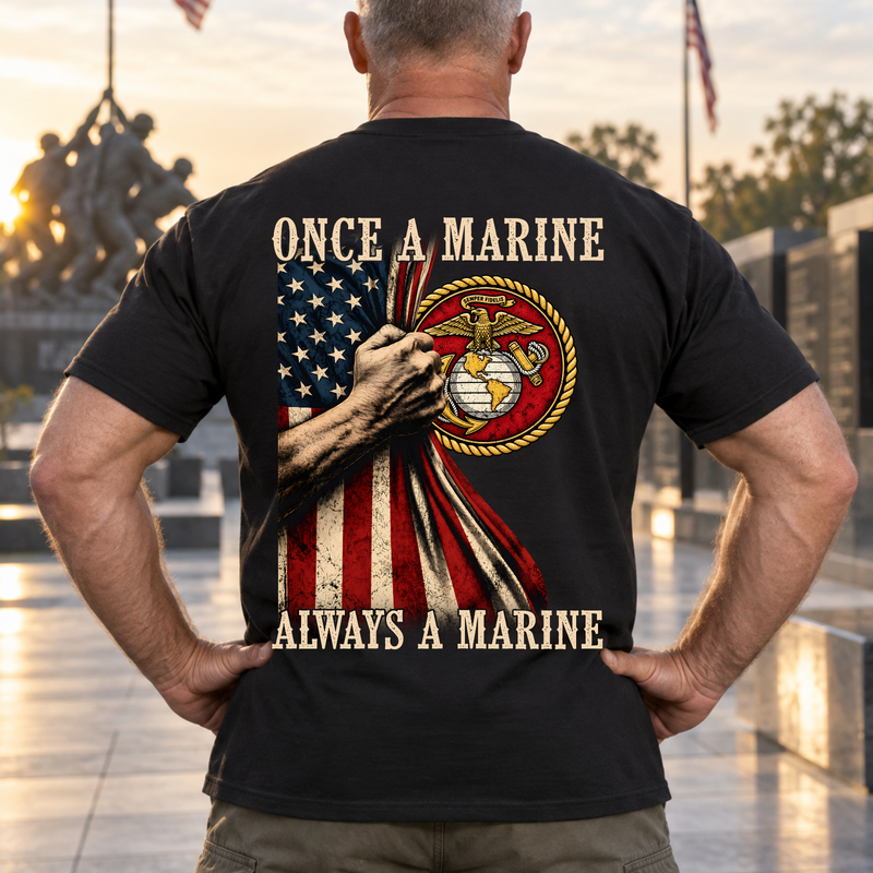 Once a Marine, Always a Marine – Marine Veteran Graphic T-Shirt
