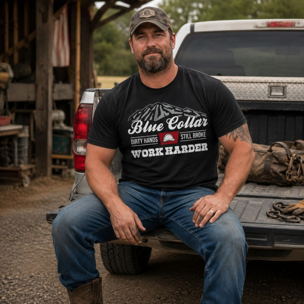 Blue Collar Dirty Hands Still Broke Work Harder T-Shirt
