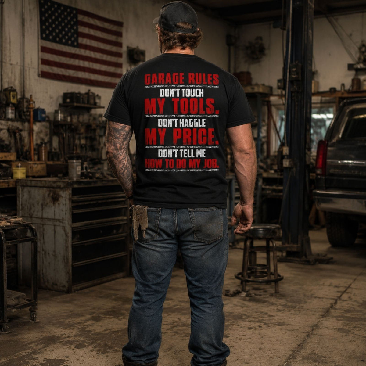 Garage Rules – Don’t Touch My Tools Heavy Cotton Tee