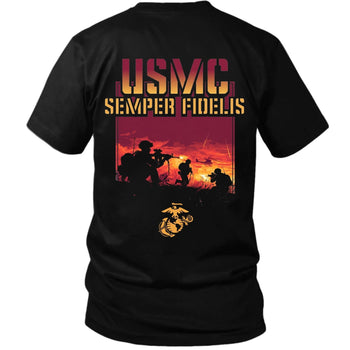 USMC Semper Fidelis Sunset T - Shirt