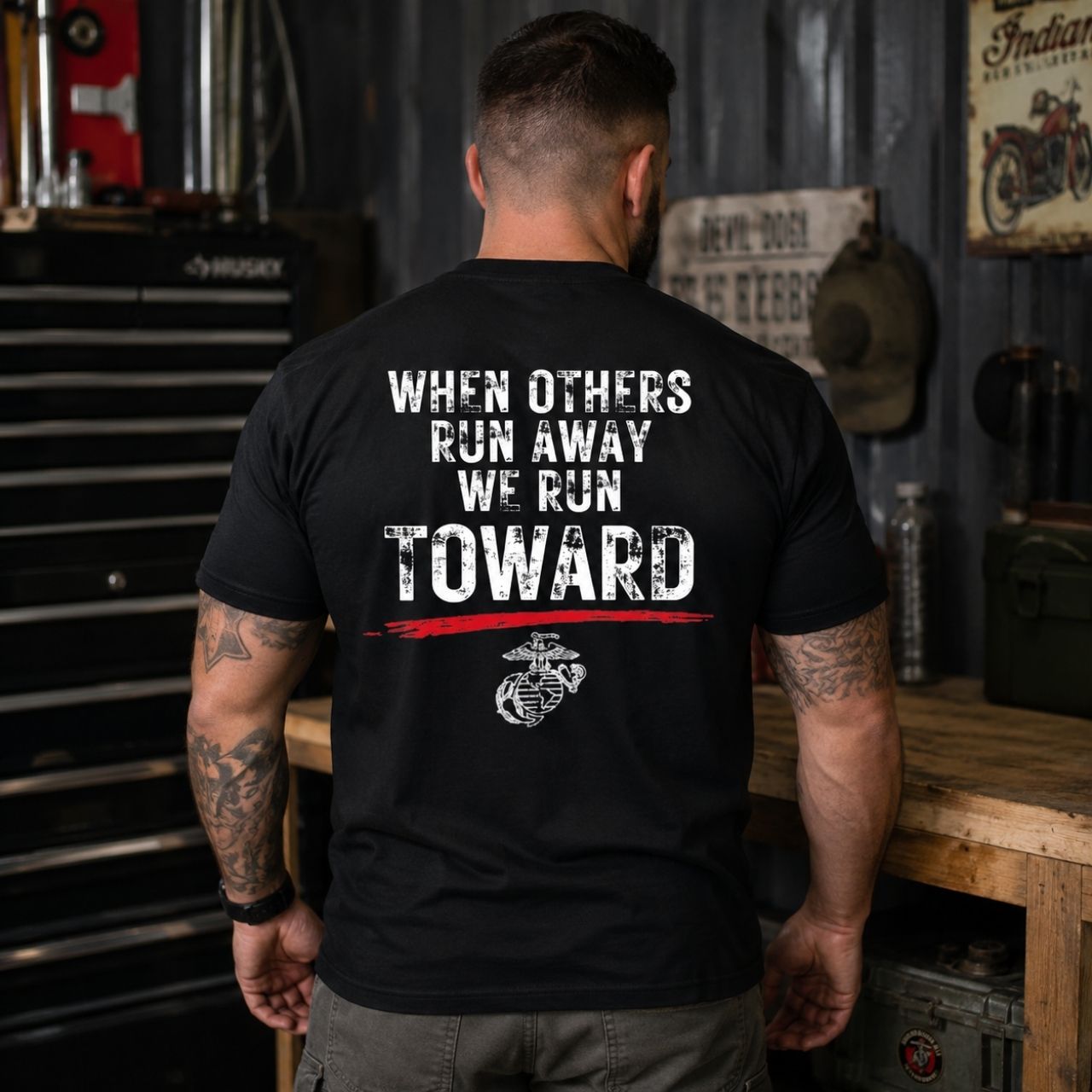 USMC 'When Others Run Away, We Run Toward' T-Shirt