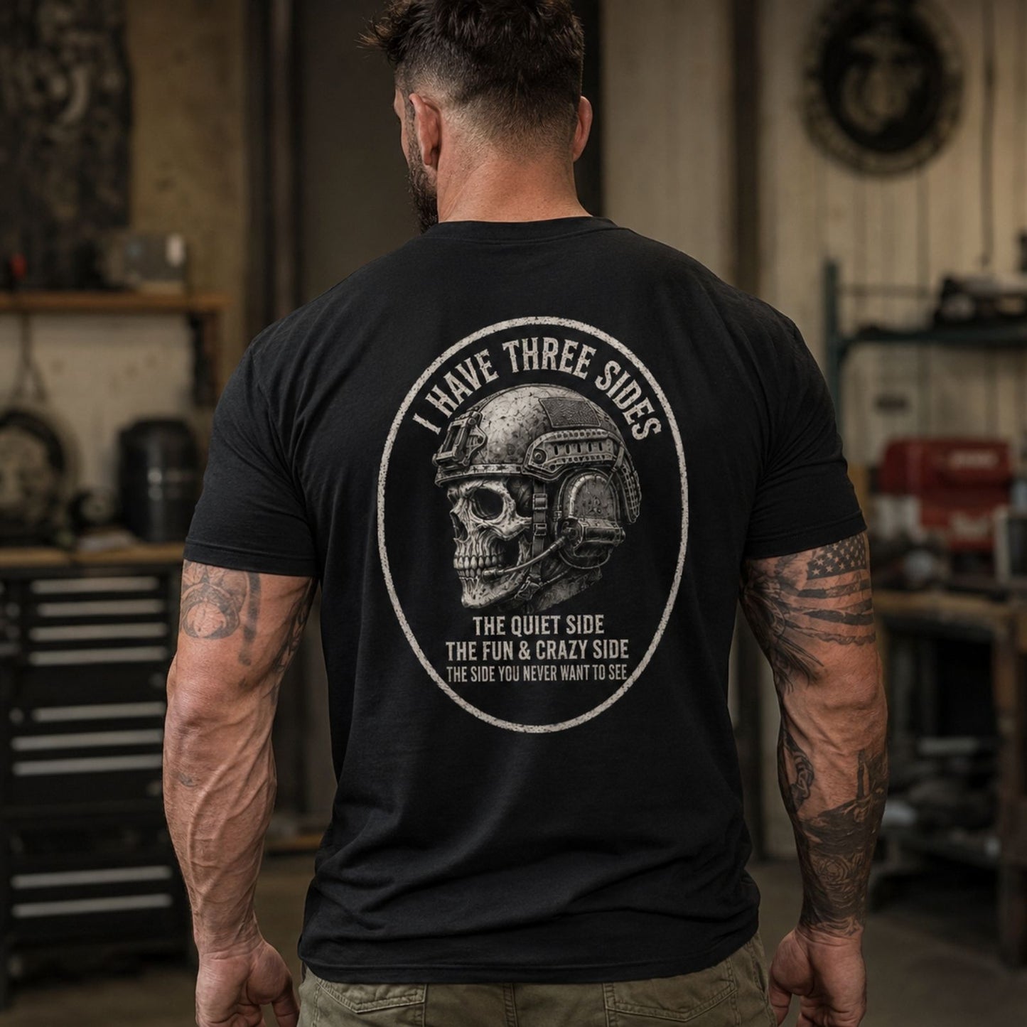 I Have Three Sides Skull T Shirt