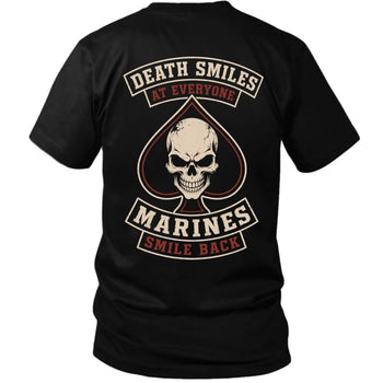 Death Smiles, Marines Smile Back – Skull Ace of Spades Veteran T-Shirt