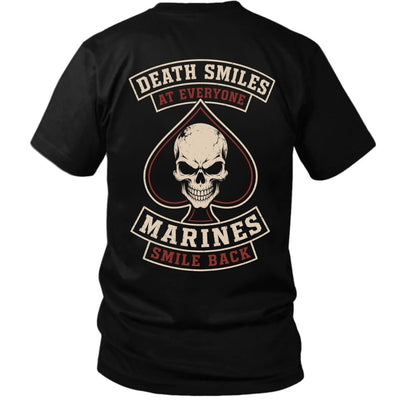 Death Smiles, Marines Smile Back – Skull Ace of Spades Veteran T-Shirt