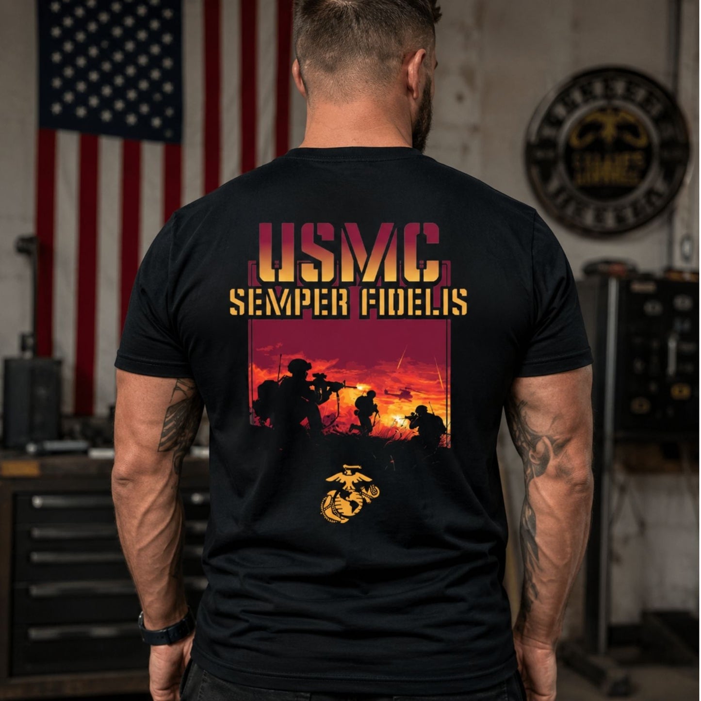 USMC Semper Fidelis Sunset T - Shirt
