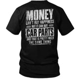 Money Can Buy Car Parts — Funny Mechanic Back Print Tee