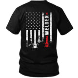 American Welder — Patriotic Welding Flag Back Print Tee