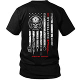 Powering America — Electrician Skull American Flag Back Print Tee