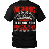 Common Sense & Experience Mechanic Tee – Fix What Theory Can’t Diagnose