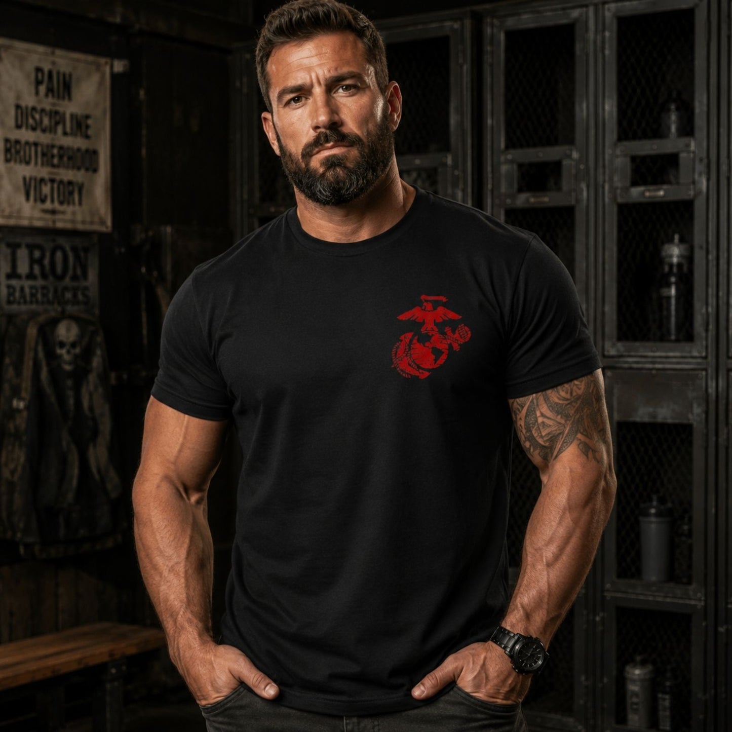 Marine Corps Brotherhood 1775 Distressed Red EGA T-Shirt
