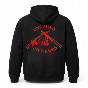 One Mind Any Weapon Hoodie – Marine Mindset Veteran Back Print Pullover