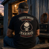 Death Smiles, Marines Smile Back – Skull Ace of Spades Veteran T-Shirt