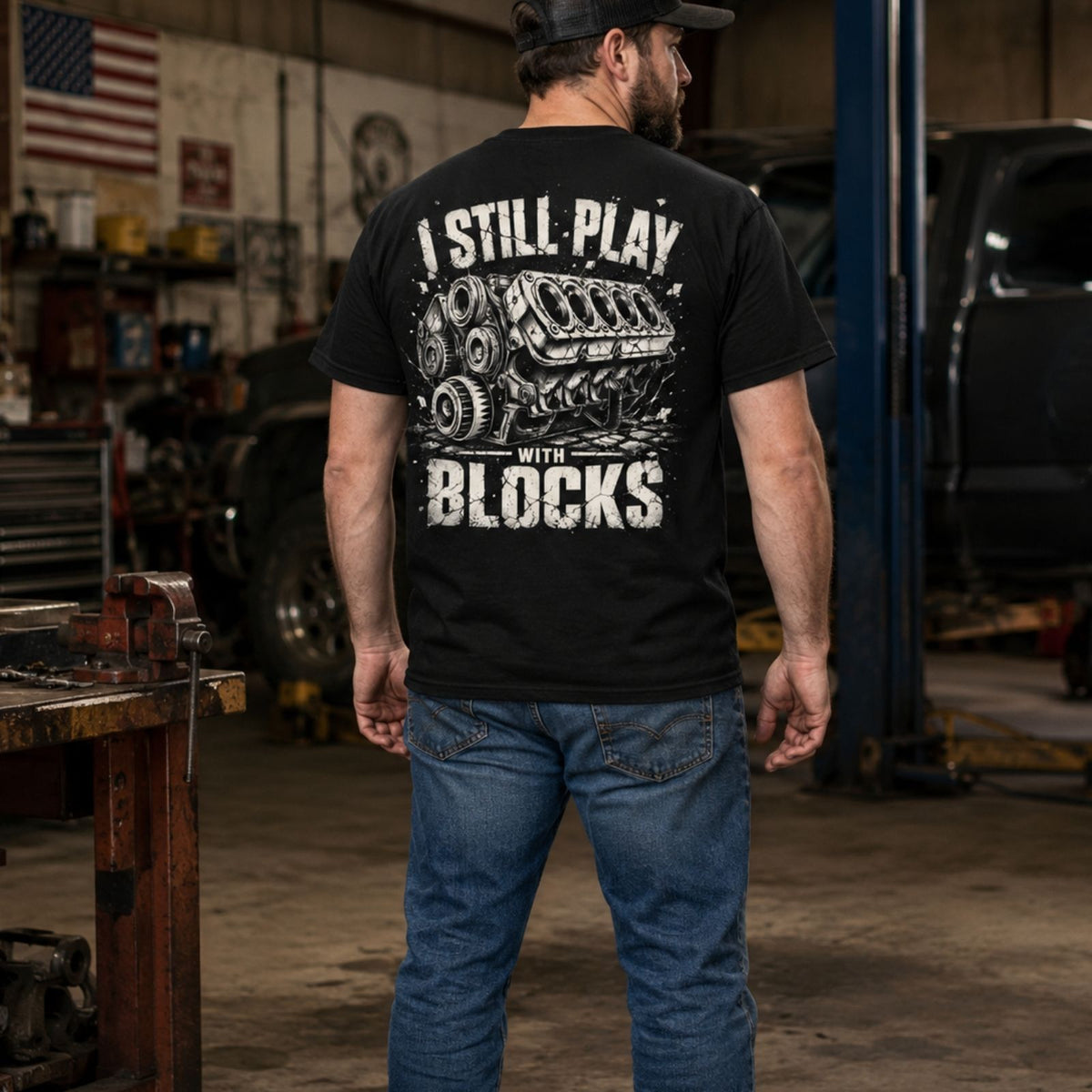I Still Play With Blocks – Mechanic Heavy Cotton Tee
