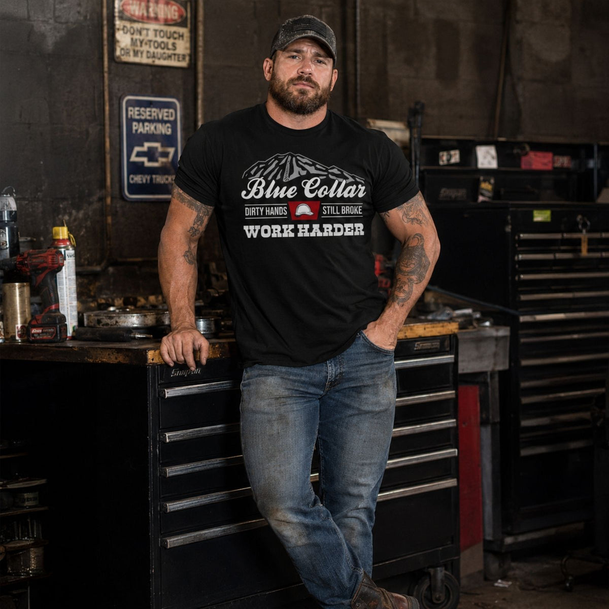 Blue Collar Dirty Hands Still Broke Work Harder T-Shirt