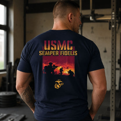 USMC Semper Fidelis Sunset T - Shirt