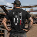 American Welder — Patriotic Welding Flag Back Print Tee