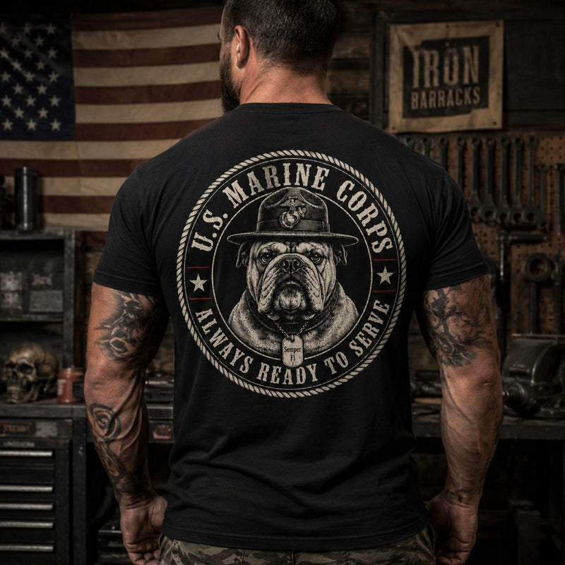 Always Ready To Serve – U.S. Marine Corps Devil Dog T-Shirt