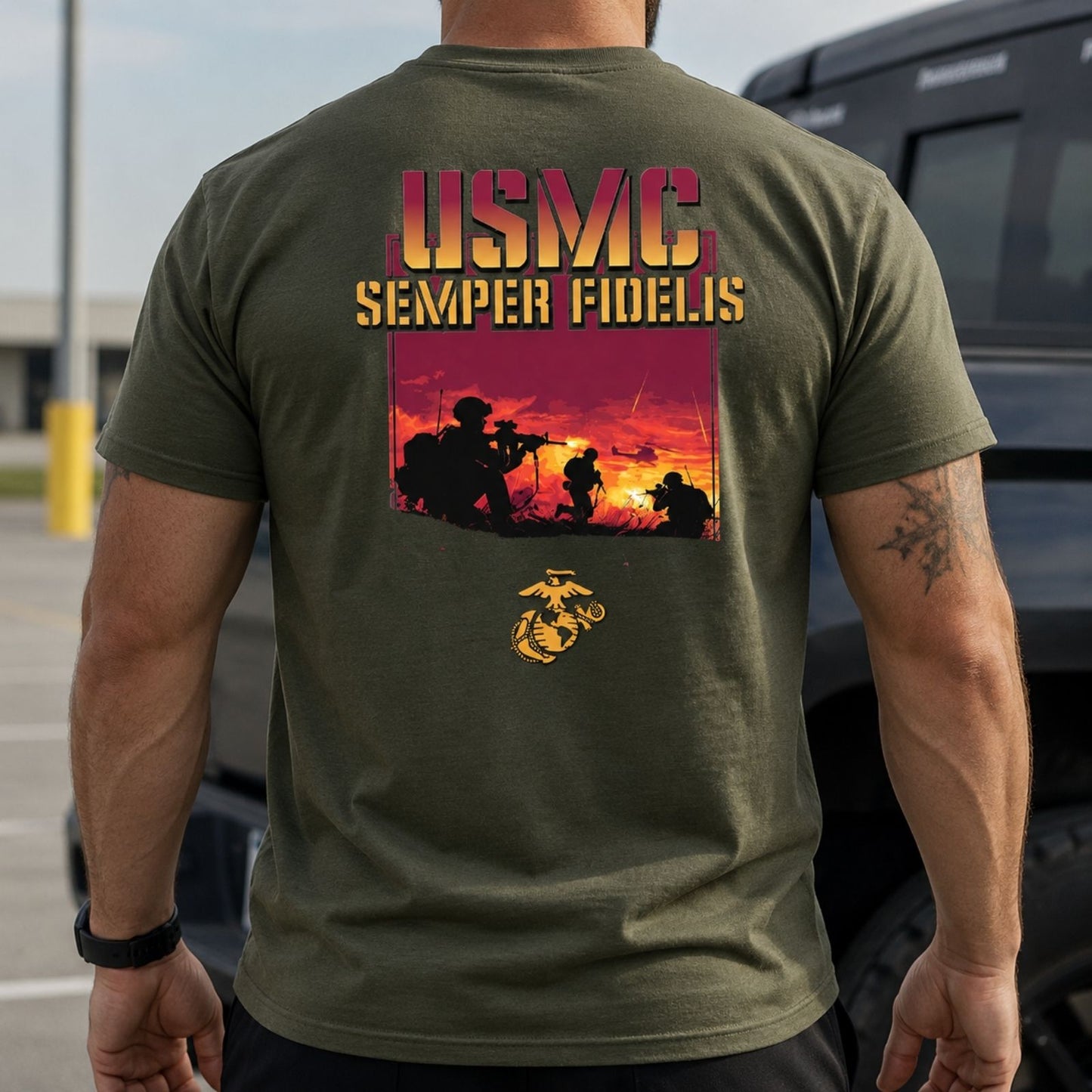 USMC Semper Fidelis Sunset T - Shirt