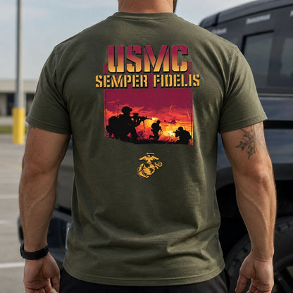 USMC Semper Fidelis Sunset T - Shirt
