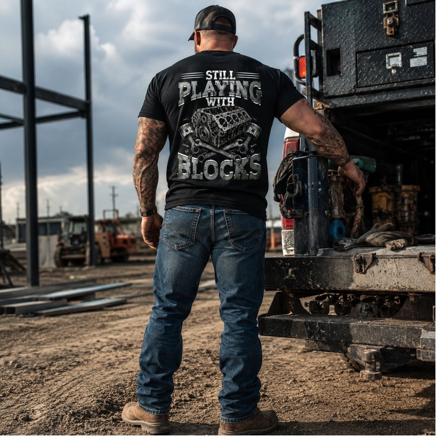 Still Playing With Blocks Mechanic T-Shirt
