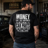 Money Can Buy Car Parts — Funny Mechanic Back Print Tee