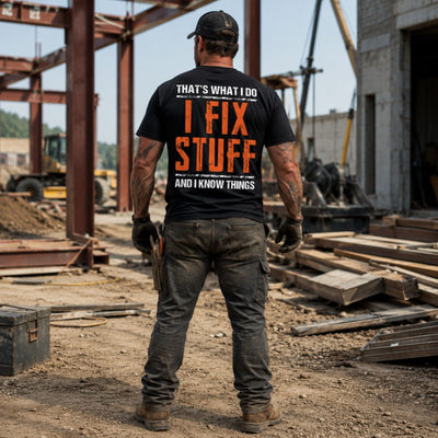 I Fix Stuff And I Know Things T-Shirt – Blue Collar Handyman
