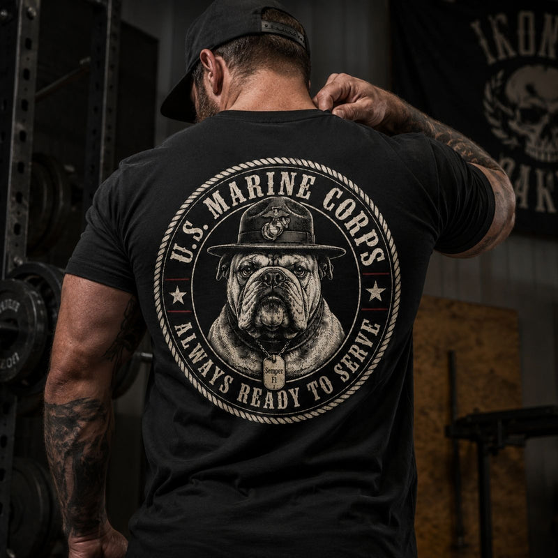 Always Ready To Serve – U.S. Marine Corps Devil Dog T-Shirt