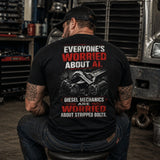 Worried About Stripped Bolts — Diesel Mechanic Back Print Tee