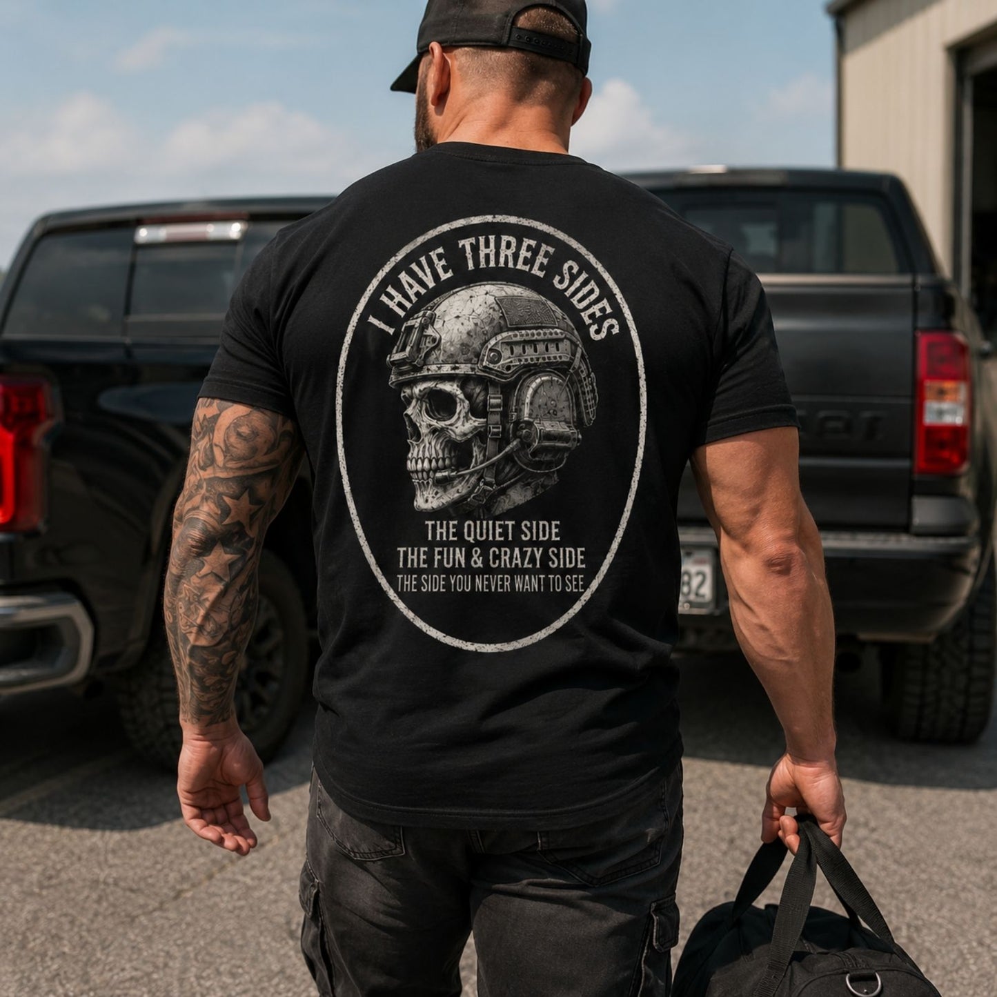 I Have Three Sides Skull T Shirt
