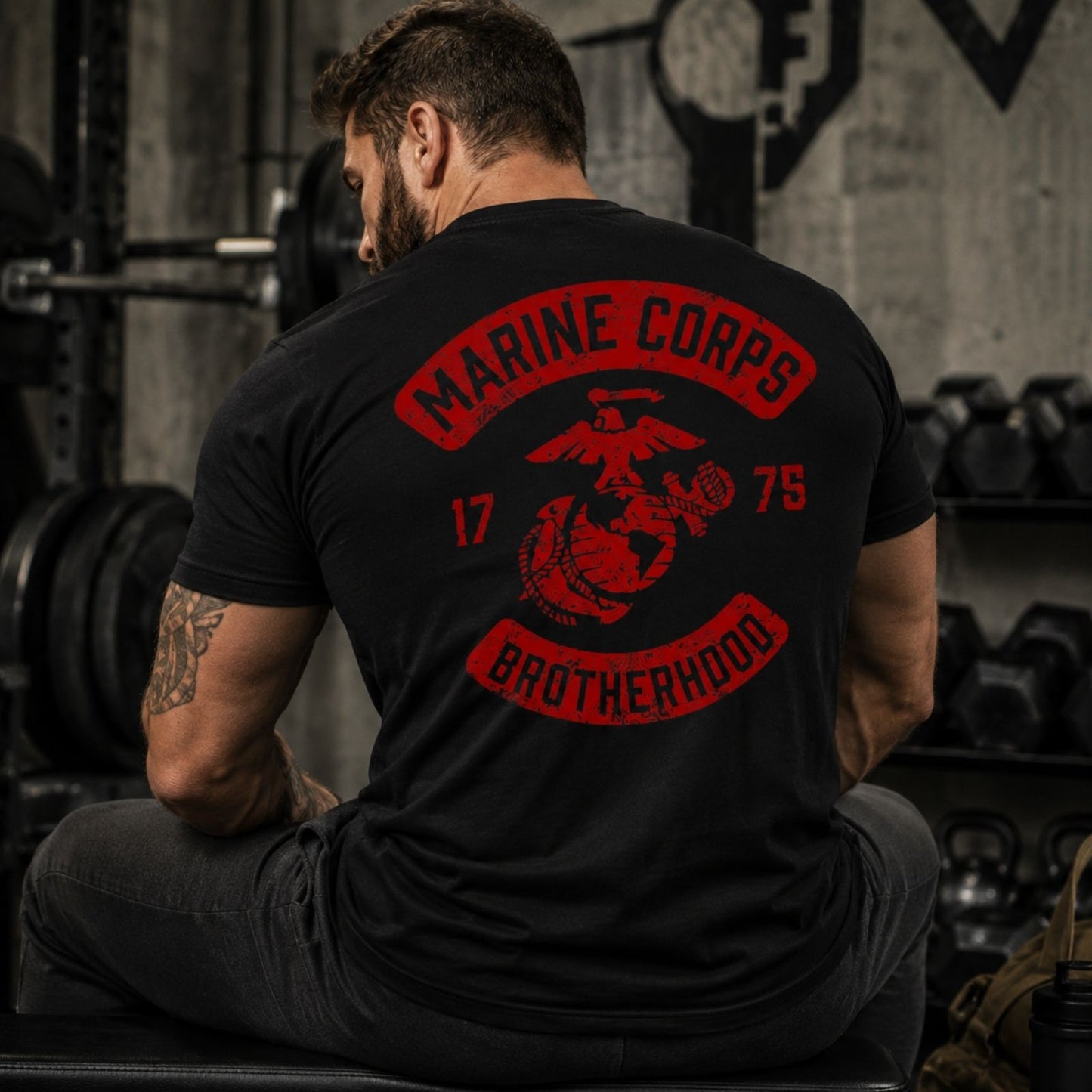 Marine Corps Brotherhood 1775 Distressed Red EGA T-Shirt