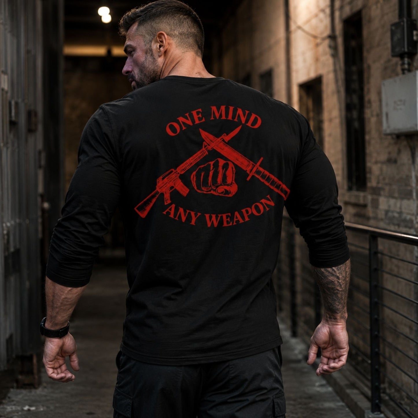 One Mind Any Weapon USMC Long Sleeve Shirt