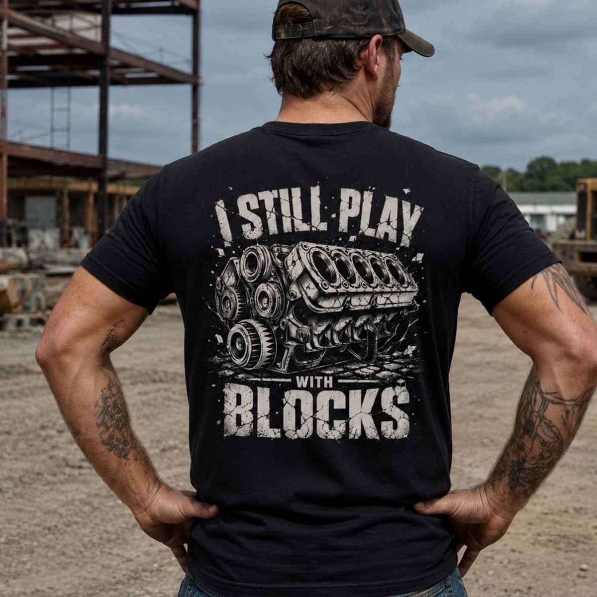 I Still Play With Blocks – Mechanic Heavy Cotton Tee
