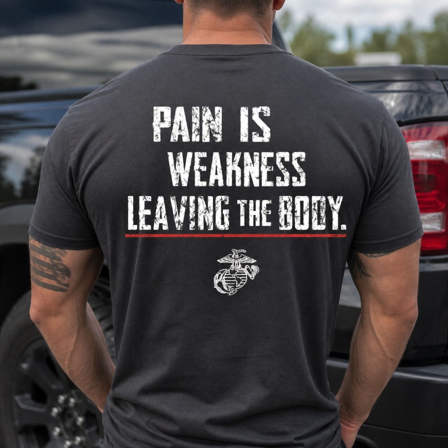 U.S. Marines T-shirt with Pain Is Weakness Leaving the Body