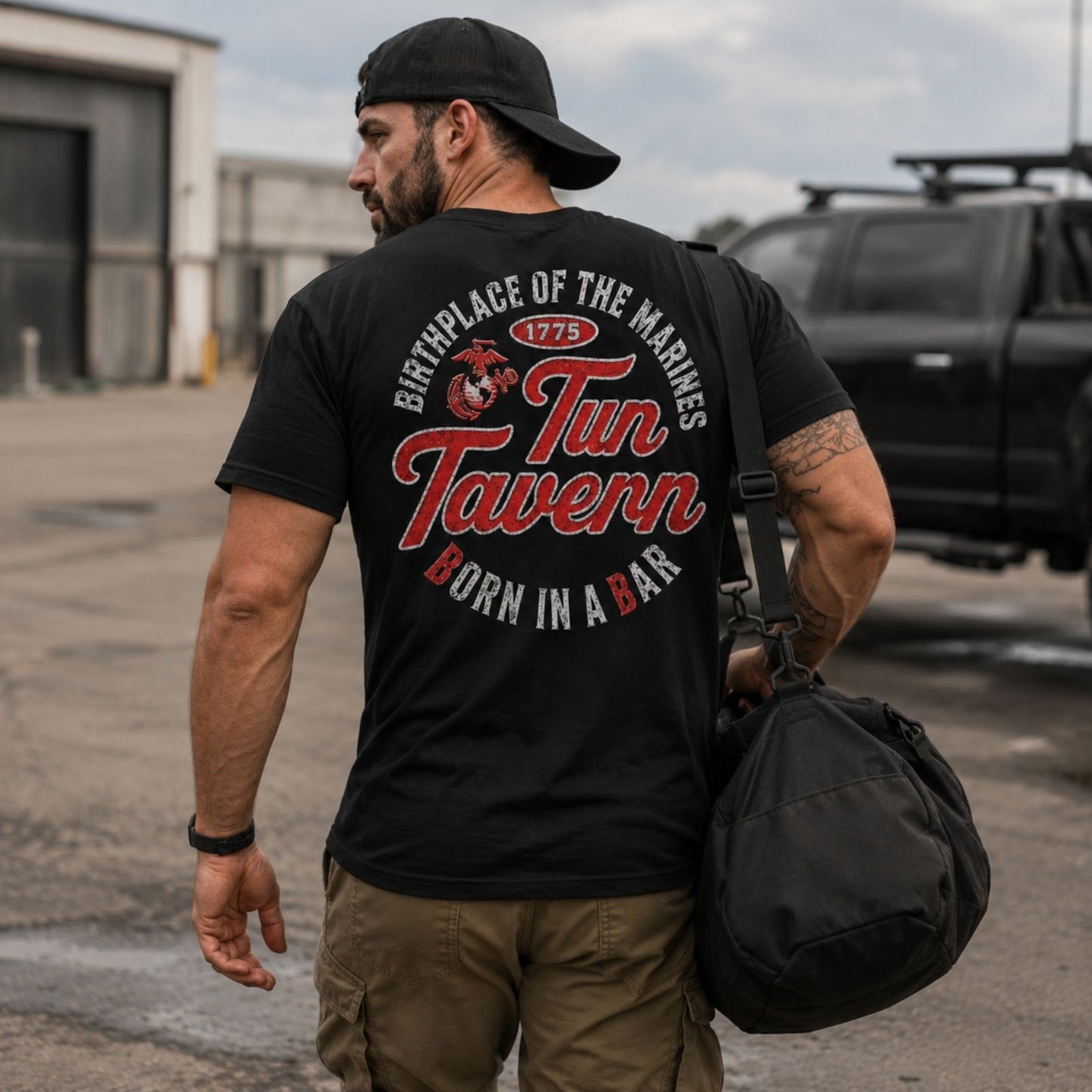 Tun Tavern Born In A Bar Marine Shirt