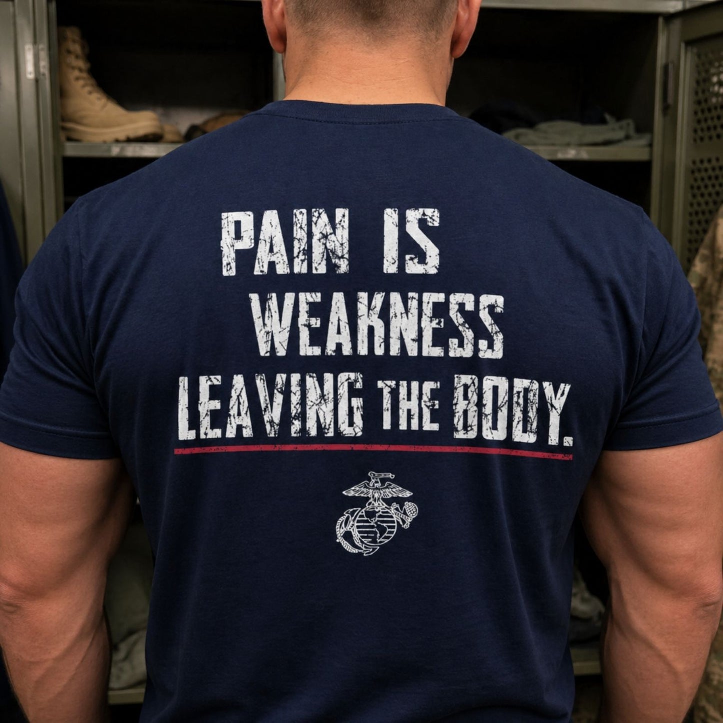 U.S. Marines T-shirt with Pain Is Weakness Leaving the Body