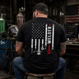 American Welder — Patriotic Welding Flag Back Print Tee