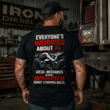 Worried About Stripped Bolts — Diesel Mechanic Back Print Tee