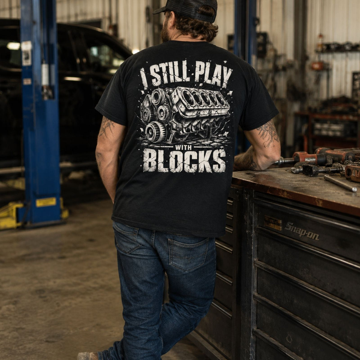 I Still Play With Blocks – Mechanic Heavy Cotton Tee
