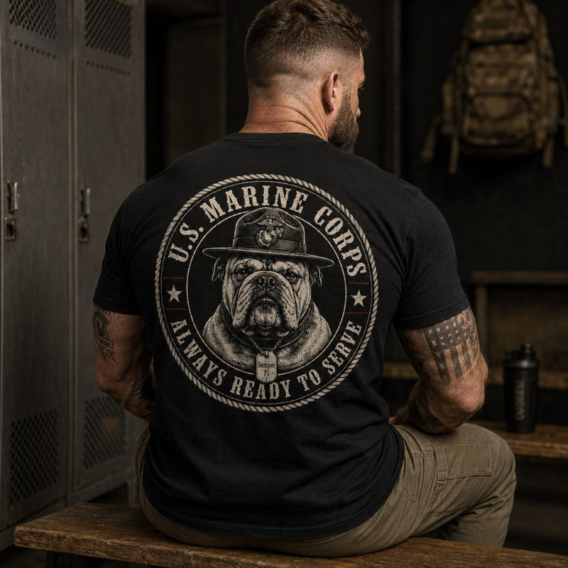Always Ready To Serve – U.S. Marine Corps Devil Dog T-Shirt