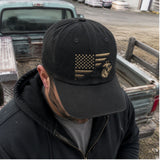 Marine Heritage Flag 3D Embroidered Cap – Black Veteran Baseball Hat