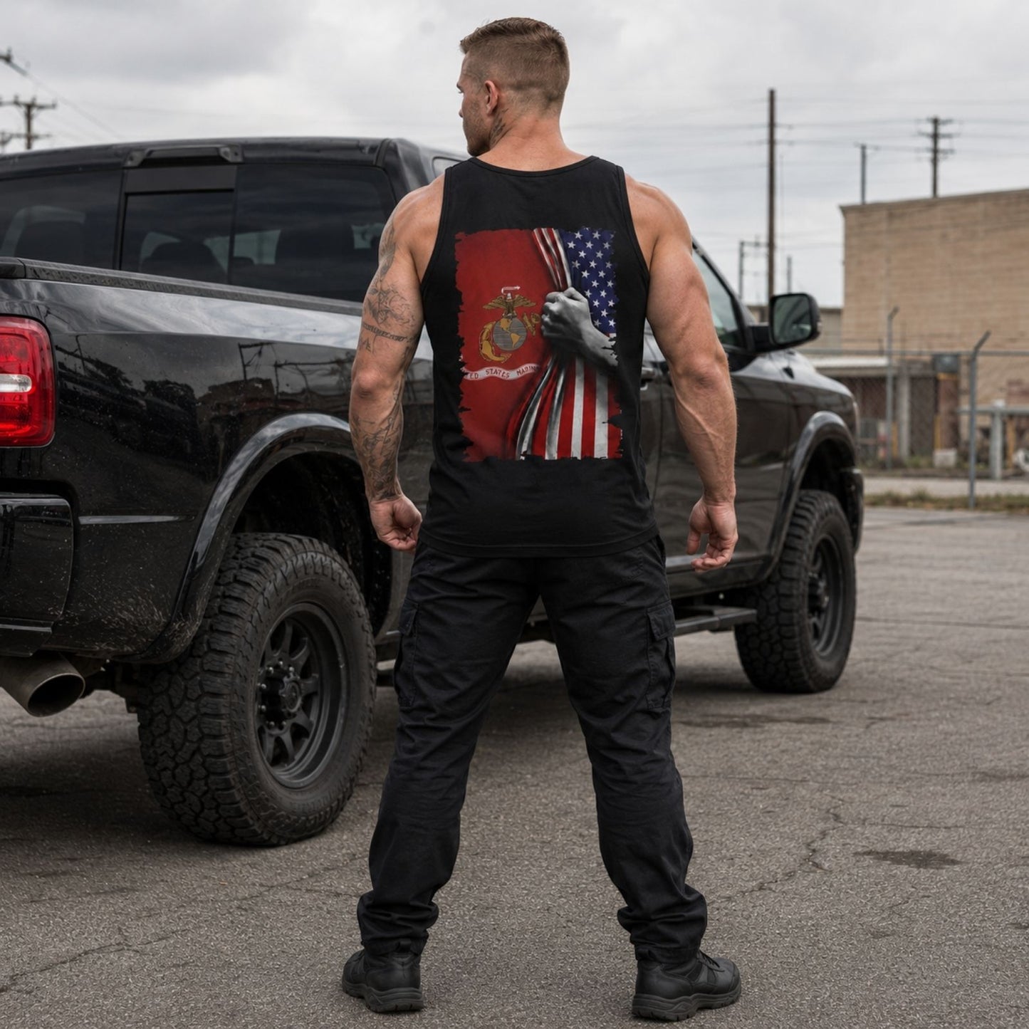 United States Marine Corps Flag Reveal Tank Top