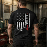 American Welder — Patriotic Welding Flag Back Print Tee