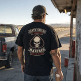 Death Smiles, Marines Smile Back – Skull Ace of Spades Veteran T-Shirt
