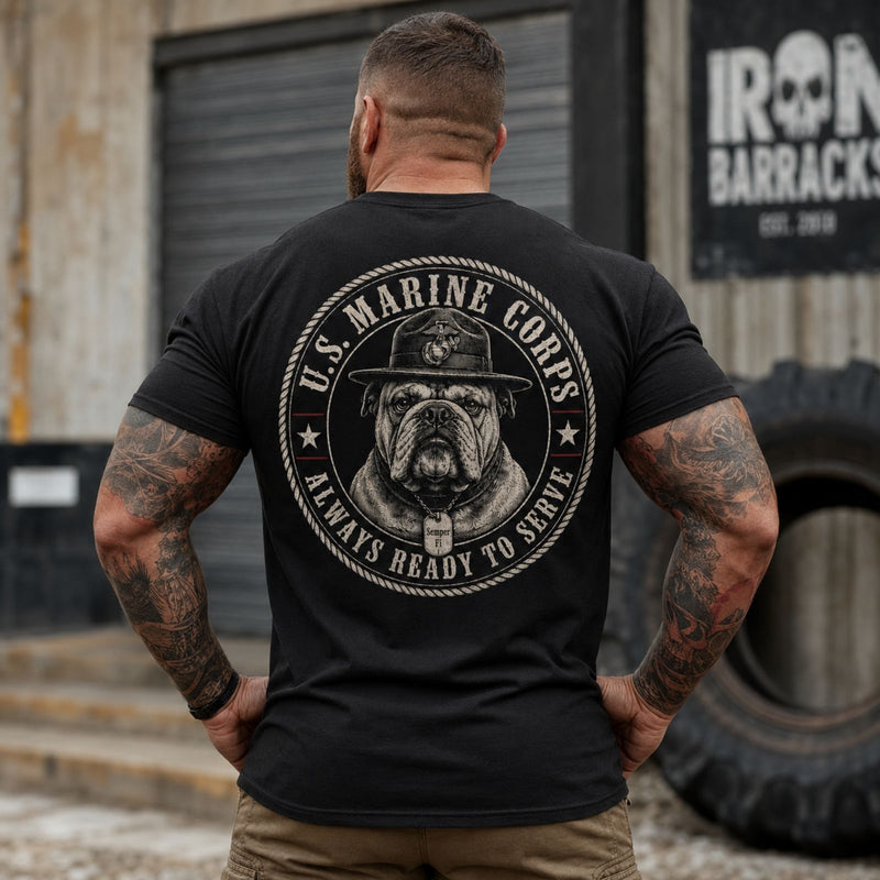Always Ready To Serve – U.S. Marine Corps Devil Dog T-Shirt
