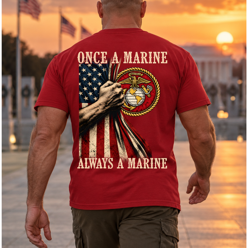 Once a Marine, Always a Marine – Marine Veteran Graphic T-Shirt