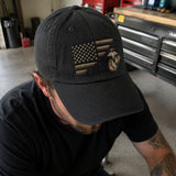 Marine Heritage Flag 3D Embroidered Cap – Black Veteran Baseball Hat
