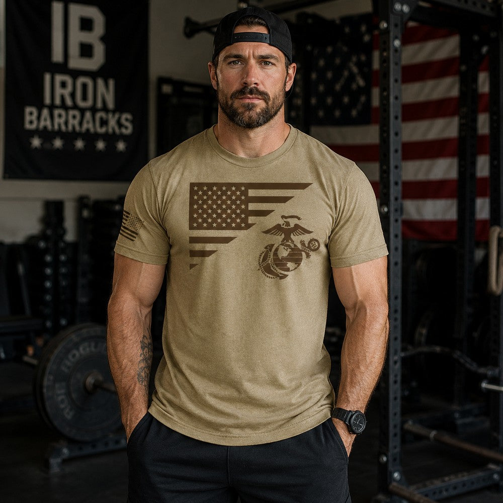 USMC Split Flag Coyote Brown Shirt